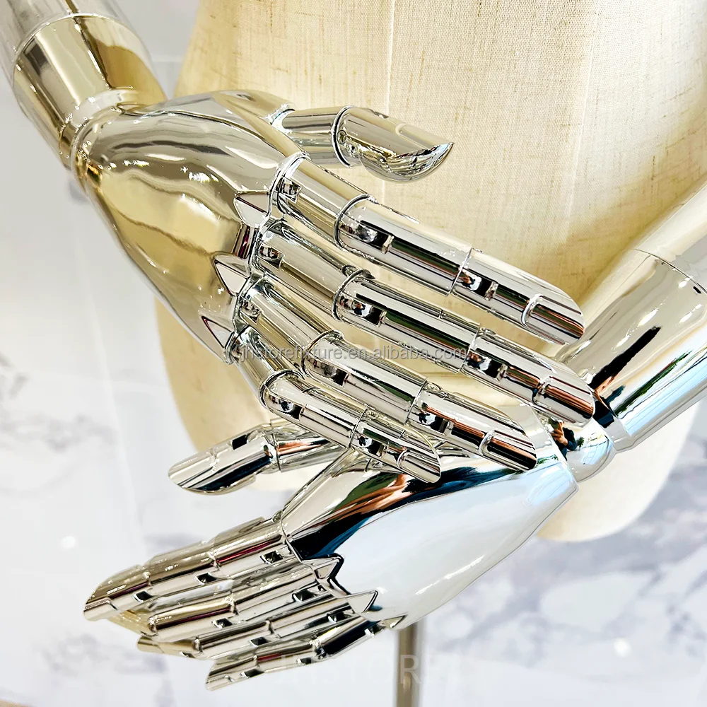 Hersteller Goldfarbe verstellbare realistische weibliche Halbkörper-Schaufensterpuppe weiblich für Luxus-Bekleidungsgeschäft