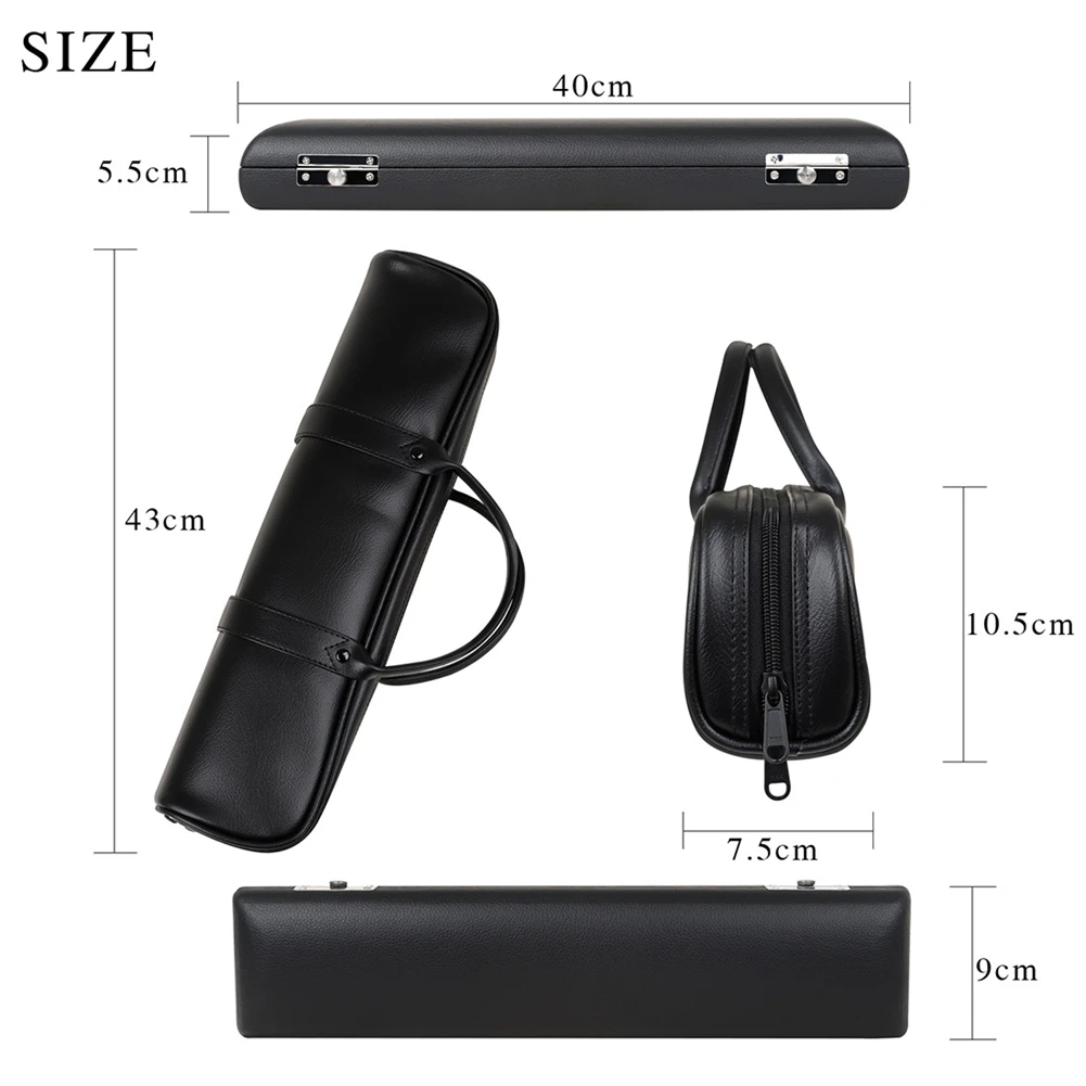 16 Holes Flute Leather Case and Bag Set Portable Waterproof Leather Flute Bag Woodwind Protection Musical Accessories