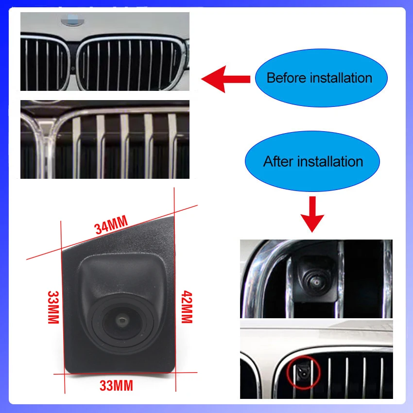 AHD 1080P Car Front Grille Camera For BMW 5series F10 F11 F17 Car Special Front Camera High Quality Waterproof Night vision CCD