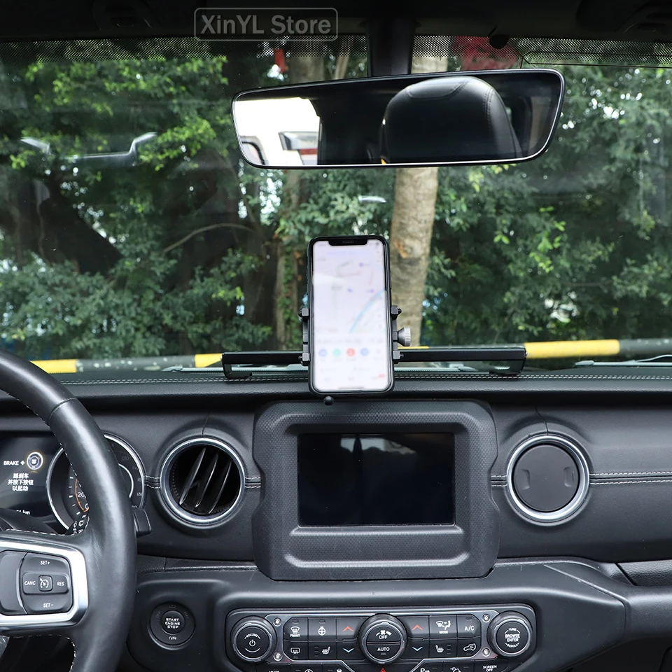 Car Center Control Mobile Phone Holder Bracket GPS Stand Rack For Jeep Wrangler JL for Gladiator JT 2018  Up Car Accessories