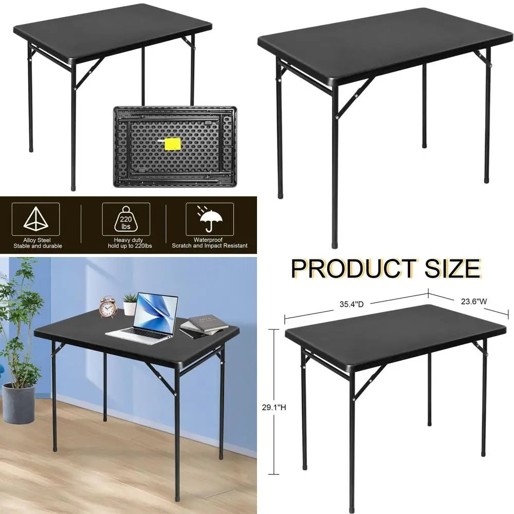 

Portable All-Occasion Plastic Folding Table for Outdoor and Indoor Use, Durable HDPE and Steel, Ideal for Camping, Black