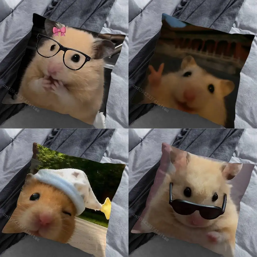 

Hamster Funny Sad Meme pillow over living room sofa cushion cover home decoration bedroom room bed pillow cover
