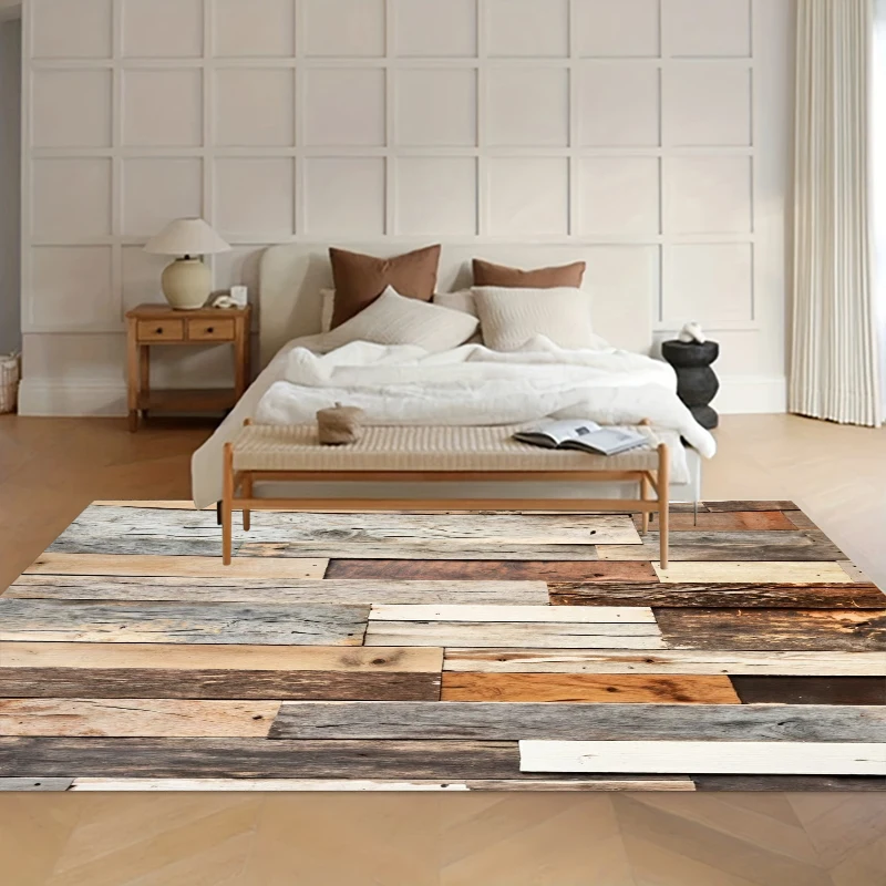 Anti-slip Carpet 3D Wood Grain Floor Mats Live Room Beroom Area Rugs Kids Play Mat Home Decor Gift Soft Rugs Table Chair Carpets