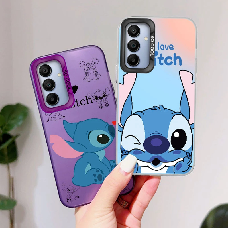 For Samsung Galaxy A15 Phone Case Lilo Stitch Big Eye Cute Cartoon Cover Matte Laser Coque For Samsung A 15 GalaxyA15 Fundas