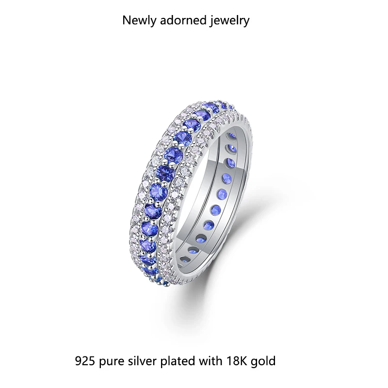 

AliExpress трансграничное кольцо из стерлингового серебра S925, круглое кольцо с сапфиром из муассанита, роскошное нишевое кольцо из стерлингового серебра