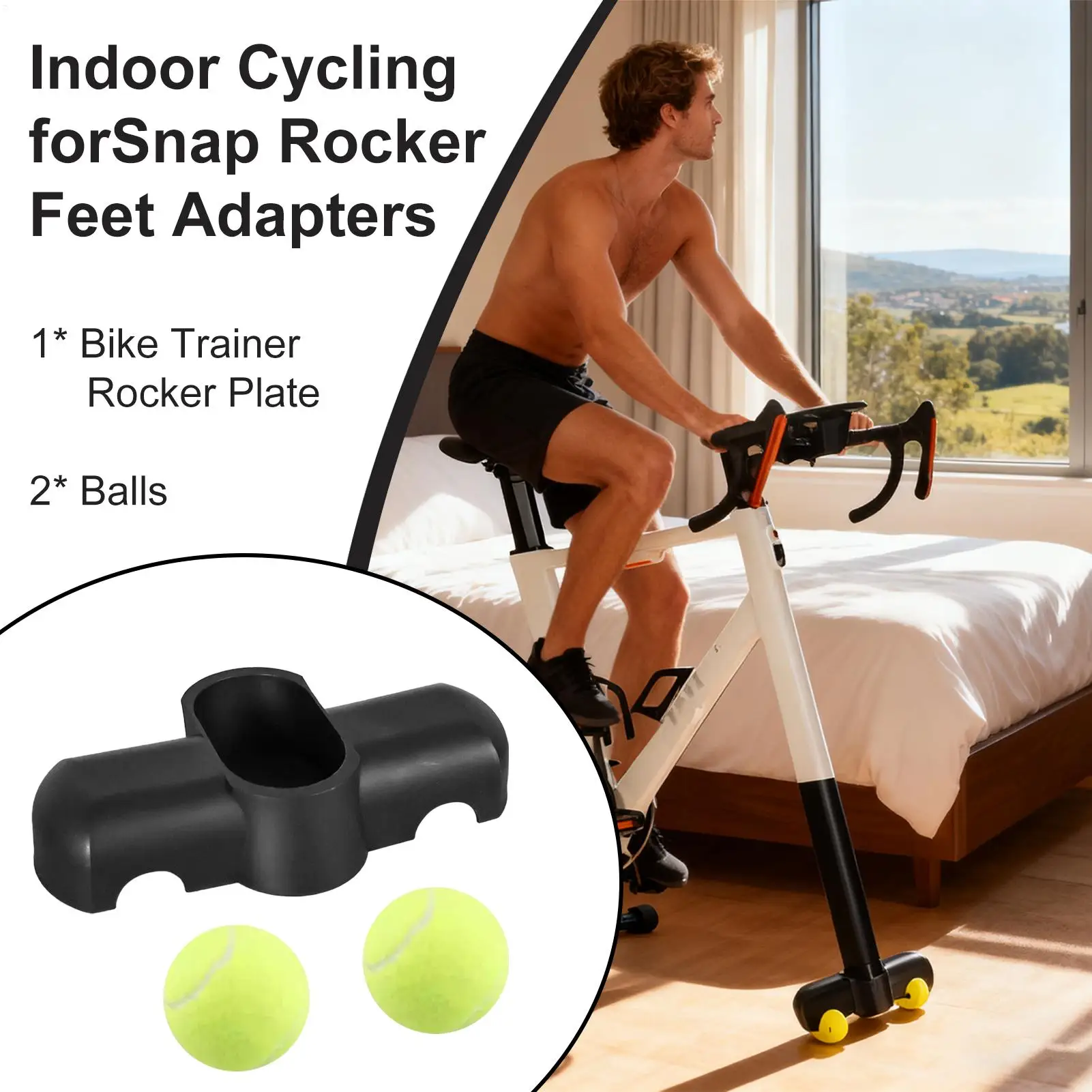 Balle de tennis pour vélo, pieds à bascule, accessoires de cyclisme antifriction avec 2 balles de tennis pour entraîneur d'intérieur, universels pour jeunes adolescents