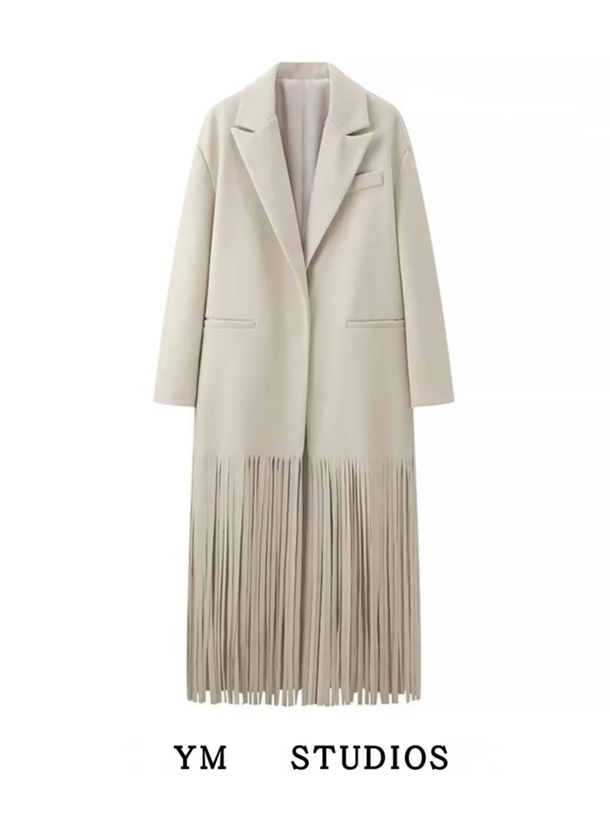 

Длинное шерстяное пальто с кисточками, осень-зима, открытый кардиган Dr, женское пальто Faion Street Sle, однотонное длинное пальто све