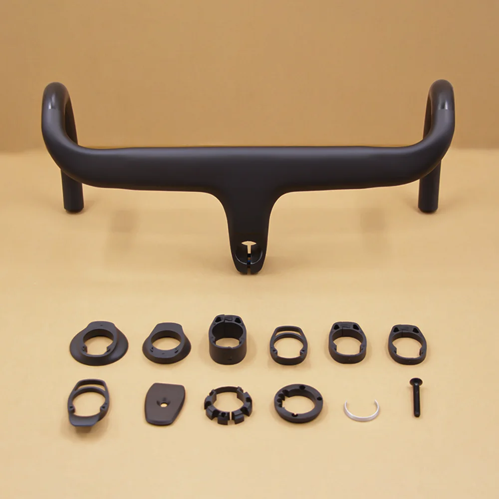 

T1 No Logo Road Bike Full Carbon Fiber Internal Cable Integrated Bicycle Handlebar Cockpit For 360mm-380mm With Mount Spacers