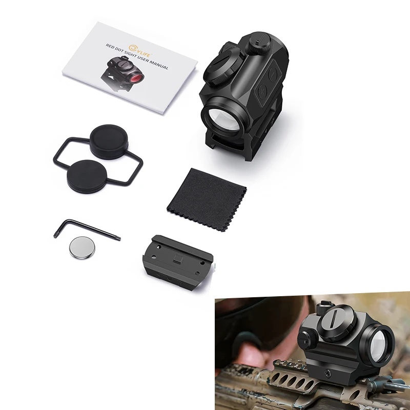 

CVLIFE Rifle Scope Green Dot Sight 2MOA Reflex Optics with Absolute Co-Witness Riser Compatible with 20mm Picatinny rail Hunting