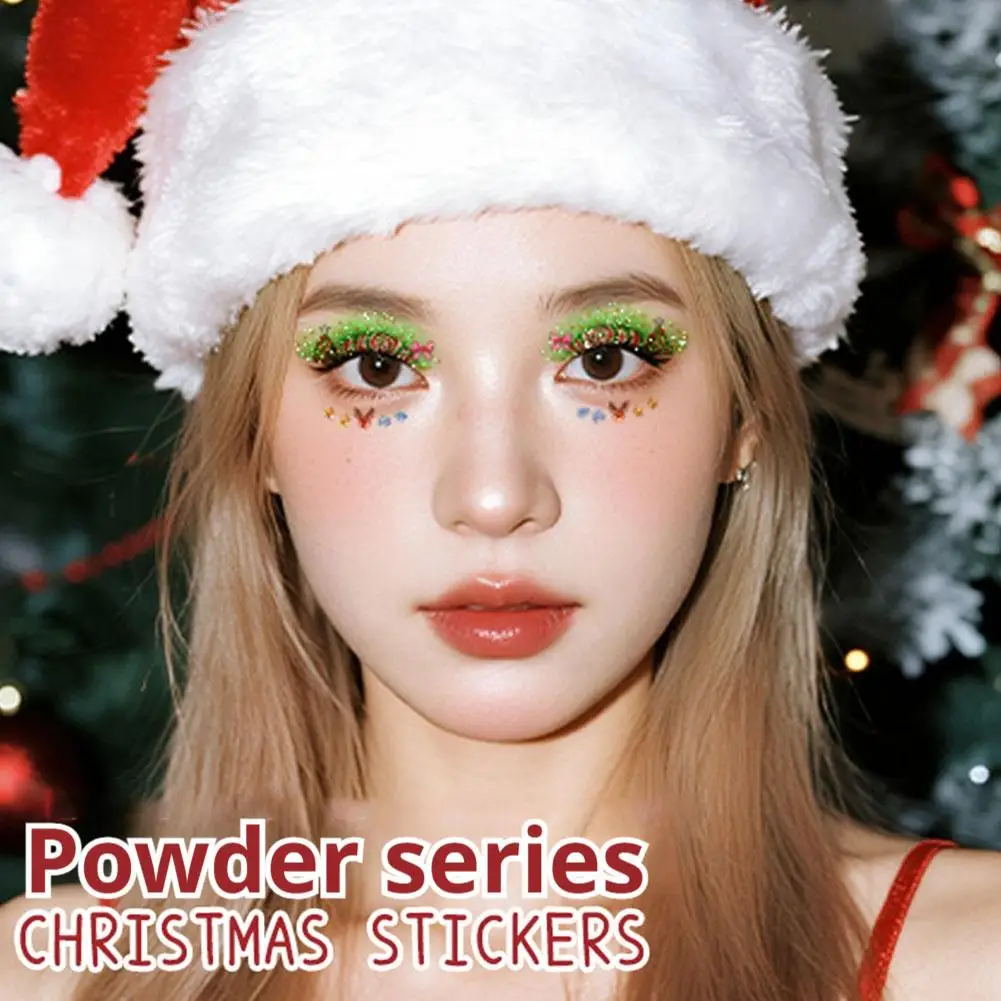 Kerst Gekleurde Glitter Dopamine Oogmake-up Water Transfer Print Dames Waterdichte Langdurige Geschilderde Leuke Verse Stickers