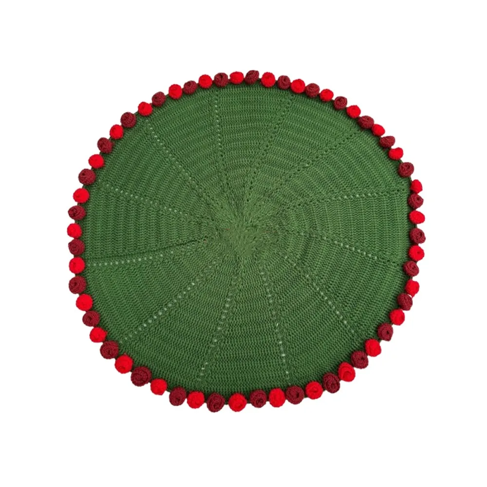 

Handmade Gift Green Rose Bouquet Blanket Fashion Finished Knitted Flower Blanket Crochet Soft Rose Nap Blanket Valentine's Day