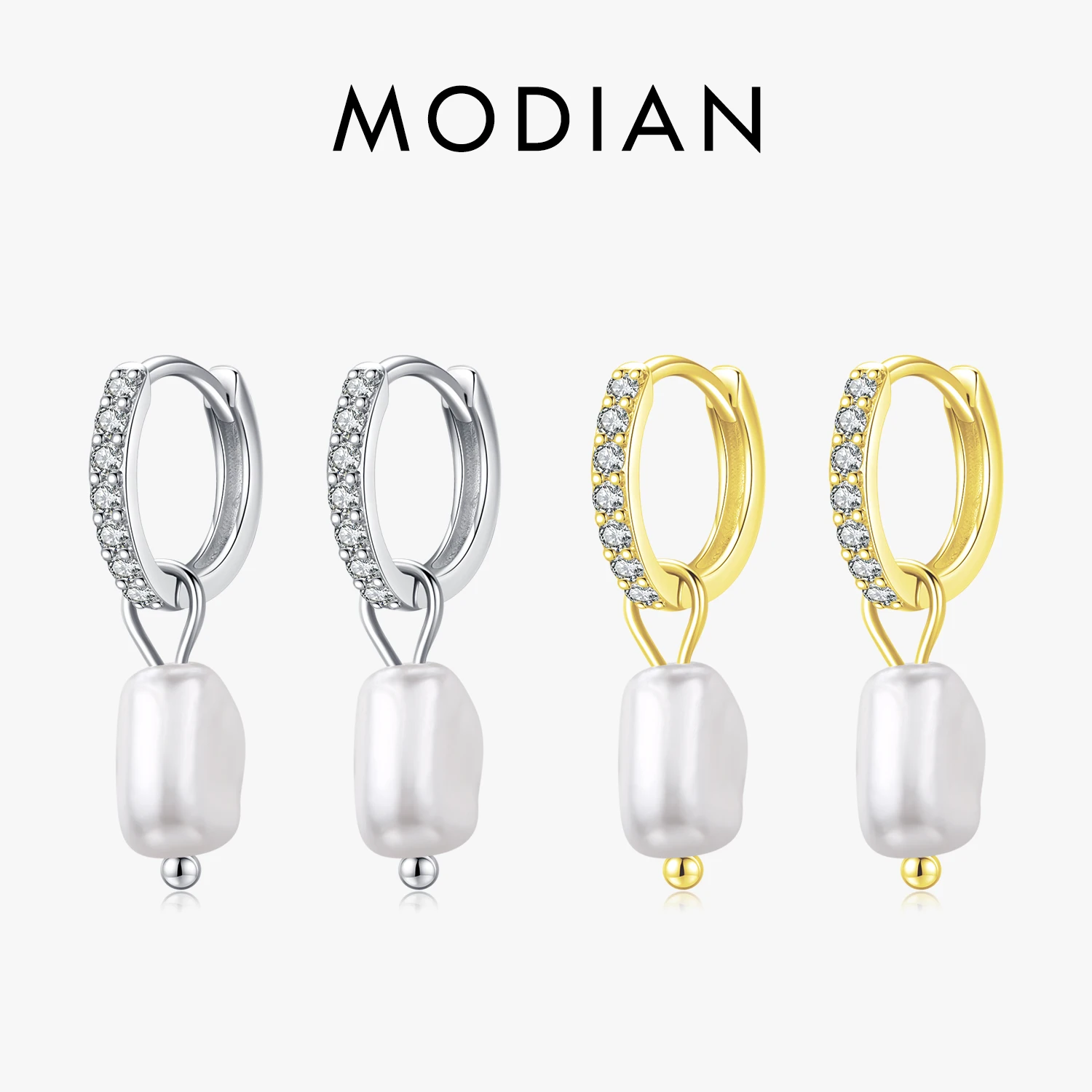 MODIAN 925 Sterling Silver nieregularne barokowe perłowe kolczyki w kształcie koła klasyczne eleganckie klamry na uszy dla kobiet imprezowe elegancka biżuteria na prezent