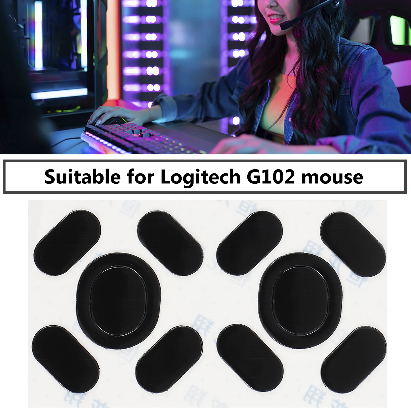 

2 Sets Mouse Skates Black Gaming Replace Feet for Computer Mice Foot Stickers Glides High Performance Mouse Pad Accessories