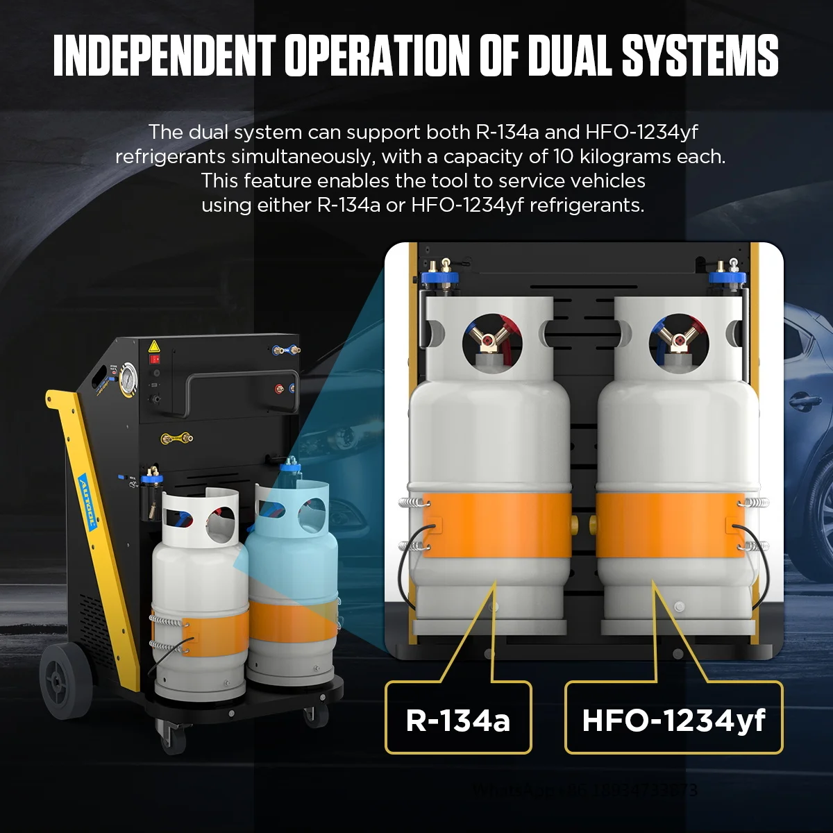 LM708 Riempitrice automatica per il recupero automatico del refrigerante CA R1234a e R-1234yf Refrigerante a doppio uso Doppio cilindro