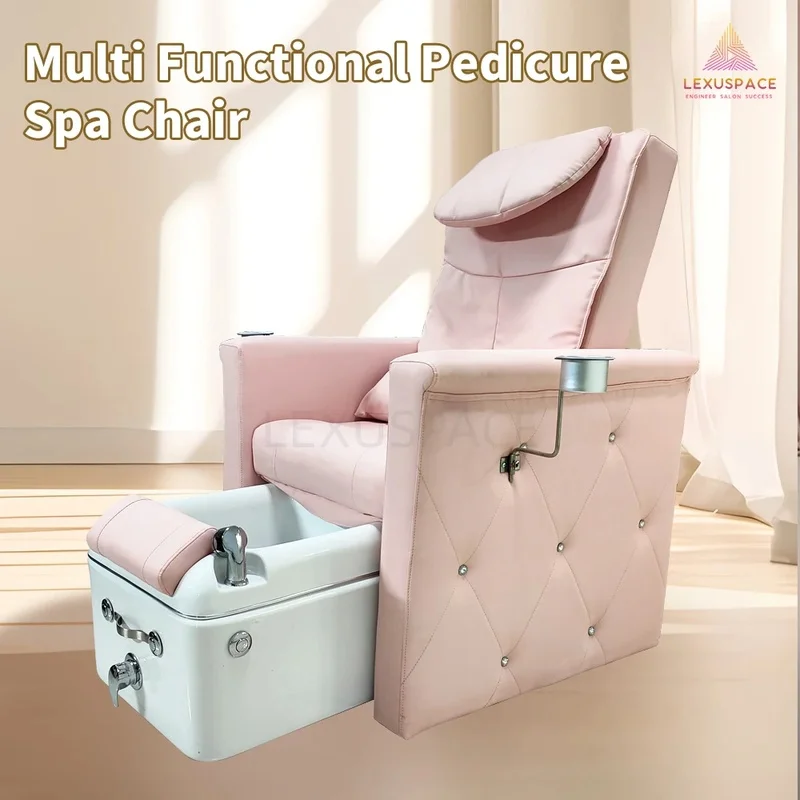 Cheap Luxury Pink Pedicure Chairs with Rolling Massage Fiberglass Material for Spa & Nail Salon Commercial Use in UK
