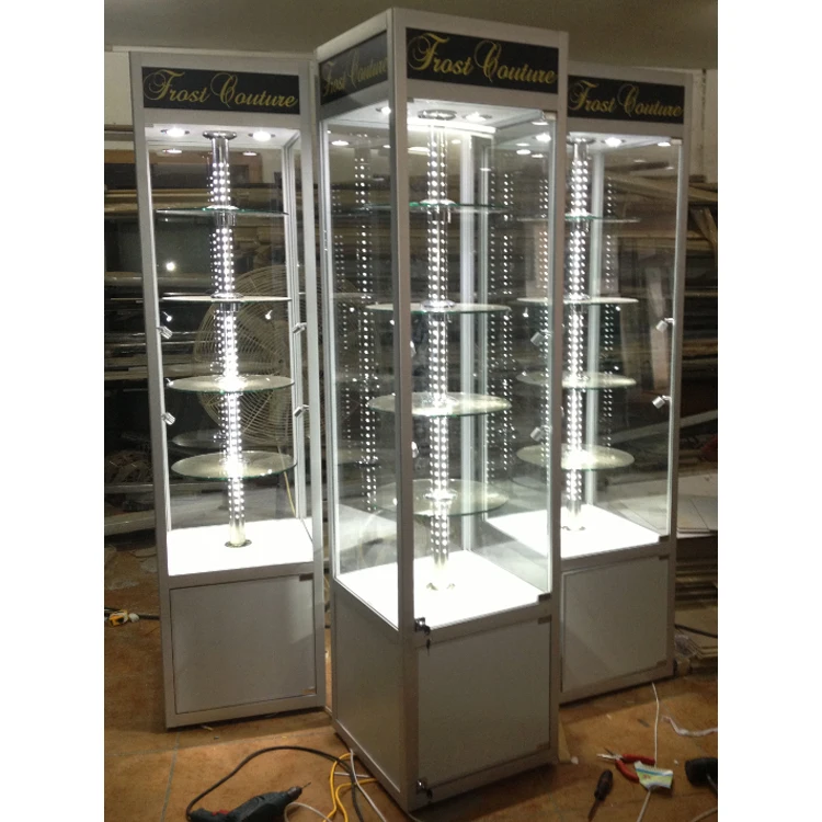 Custom.Hexagonal Electrical Revolving Glass Display Cabinet/revolving Glass showcase with Lock