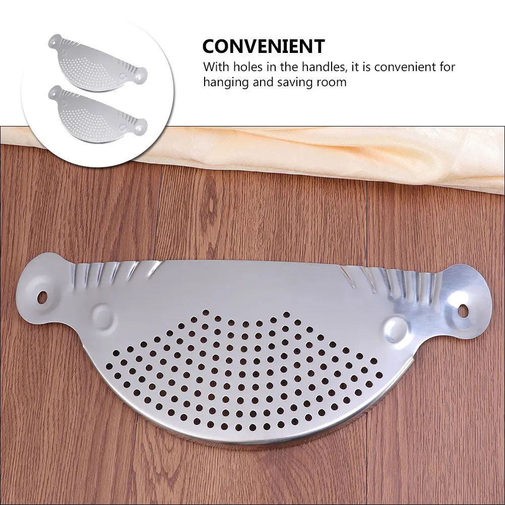 

2pcs Stainless Steel Semicircle Colander Kitchen Pan Strainer For Draining Pasta Rice Vegetables Pot Drainer Tool