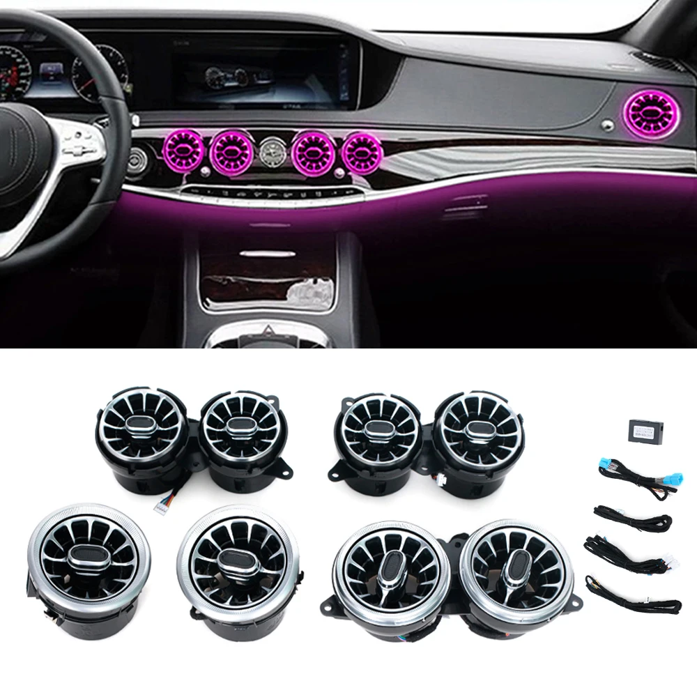 

Car Dashboard AC Condition Air Vent Outlet Turbine Trim Ambient Light Nozzle Lamp For Mercedes Benz S-Class W222 2014-2020
