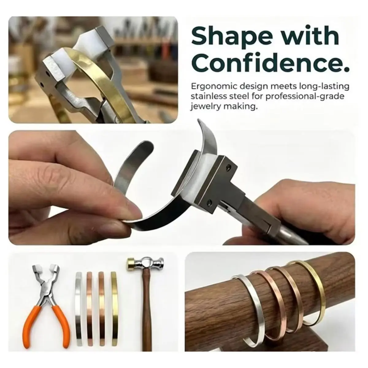 Home Tool Bracelet Bending Pliers Jewelry Making Supplies, Non-Marring Nylon Jaw Metal Forming Tool for Cuffs
