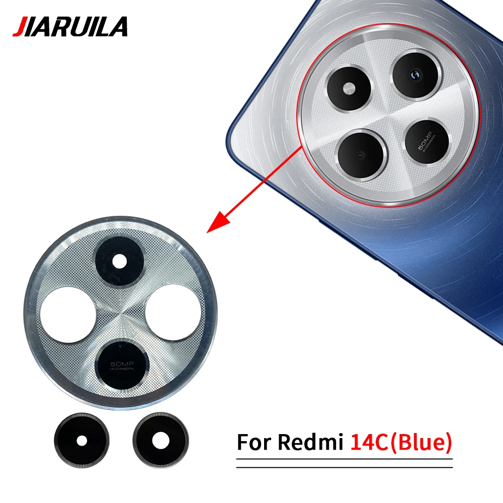 Good For Xiaomi Redmi 14C Rear Camera Glass Lens Cover With Frame Holder Replacement Spare Parts