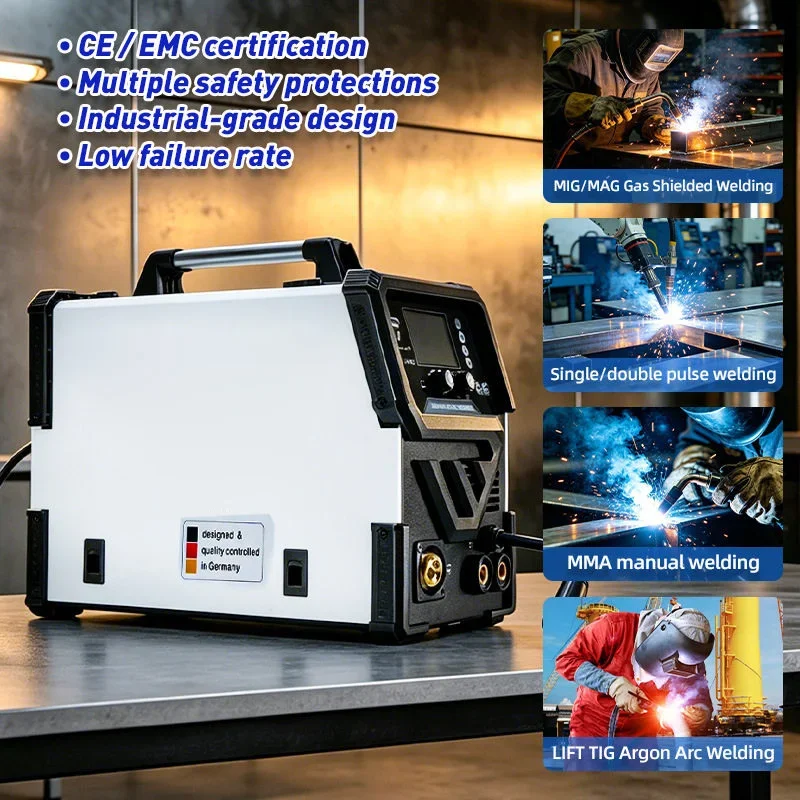 MIG200DP 6-in-1 Dual-Pulse Electric Welder, Gasless MIG Welder with Lightweight Aluminum Body, 220V Dual-Pulse Function