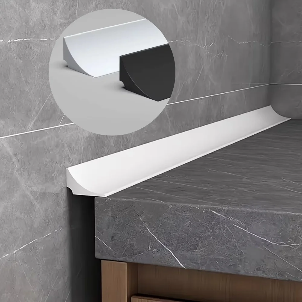 Tira impermeable de barrera blanca y negra de 1/2m para puerta de ducha, tira de parada de agua, sellado fuerte para baño y cocina, 1 ud. ﻿