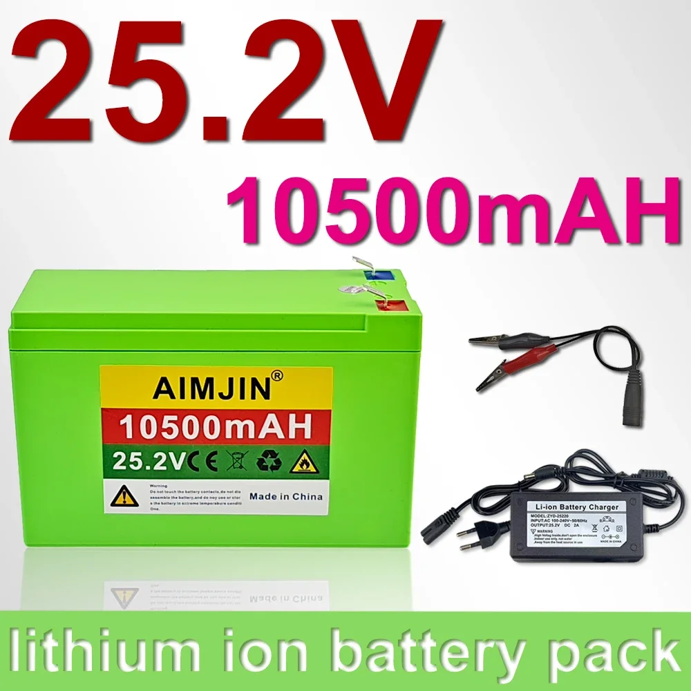 

25.2V lithium ion 18650 battery pack 6S3P 24V 10500mAh, suitable for spray wheelchairs, children's electric toys+25.2V 2Acharger