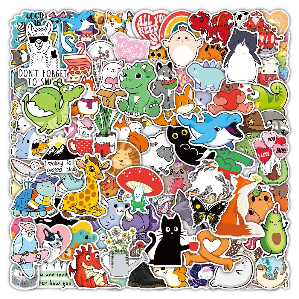 

10/50/100pcs Cute Animal Cartoon Graffiti Stickers Decorative Laptop Phone Case Stationery Waterproof Kawaii Sticker for Kids