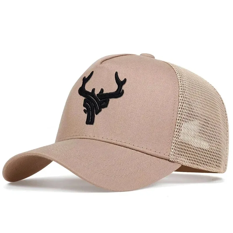 Unisex Peaked Cap Animal Antlers Embroidery Baseball Net Caps Spring and Summer Outdoor Adjustable Casual Hats Sunscreen Hat