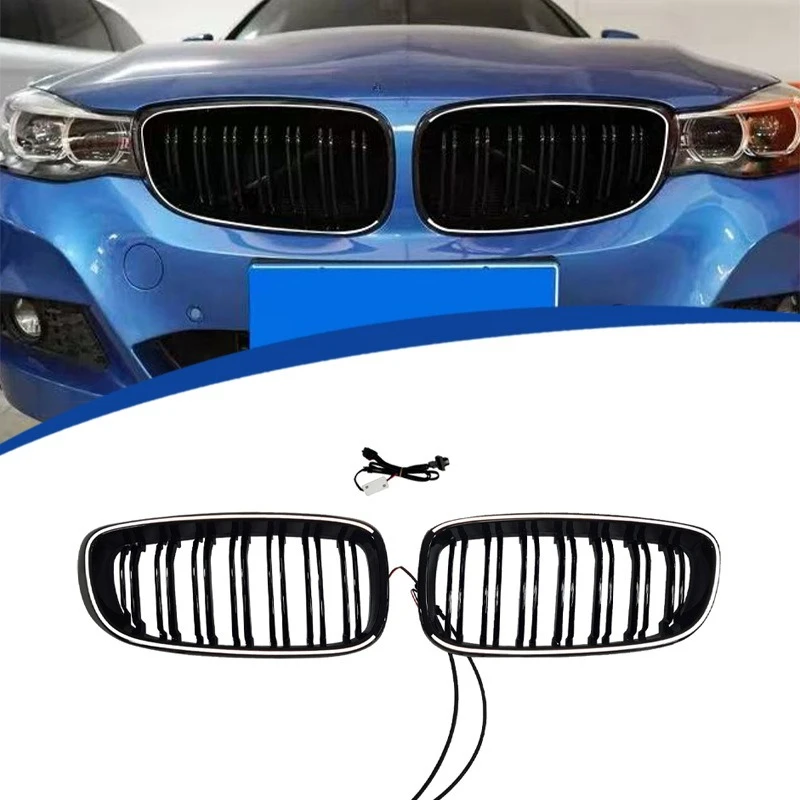 

For BMW 3 Series GT F34 2013-2019 Double Line LED Glow Front Grille PC Material Direct Fit Replacement Exterior Styling Upgrade