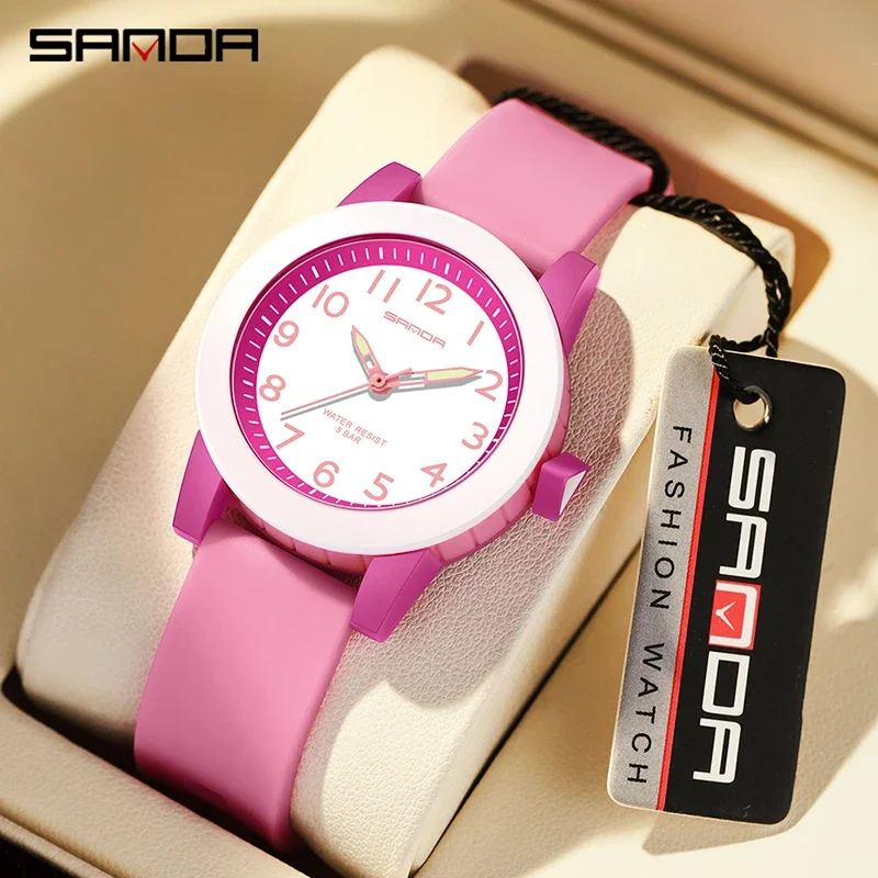 SANDA-Reloj de pulsera de cuarzo para mujer, pulsera de goma de béisbol, deportivo, resistente al agua, informal, regalo para niños