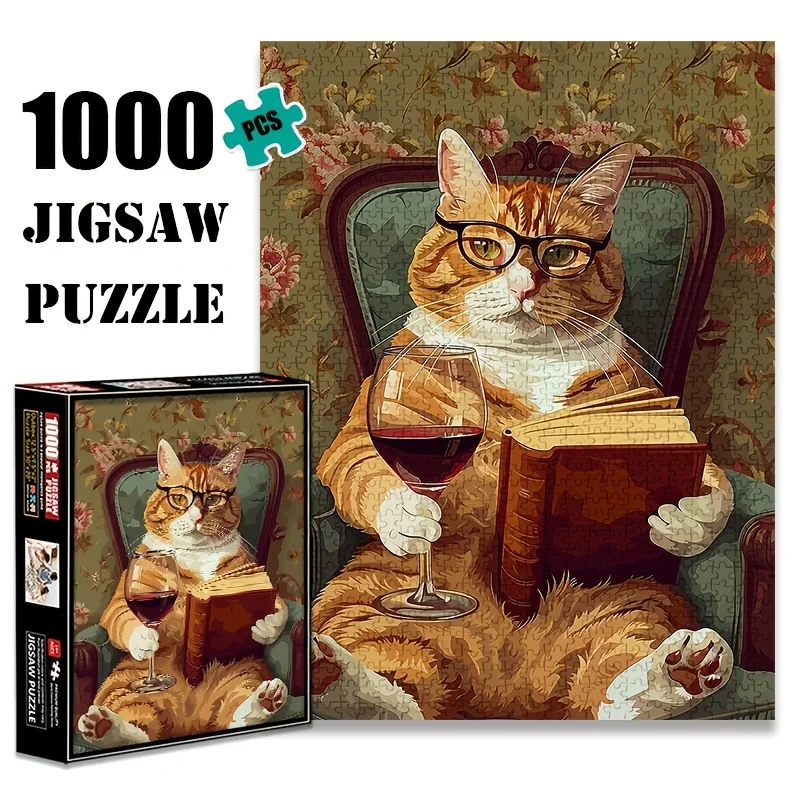 quebra-cabeca-de-500-1000-pecas-gato-encantador-com-Oculos-brinquedo-educacional-para-criancas-jogos-infantis-presente-de-natal