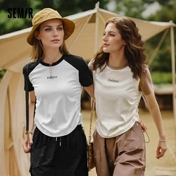 Semir t-Shirt a maniche corte In cotone di media lunghezza per donna vestibilità ampia nuova nel 2024 camicia Pullover con lettera allentata estiva