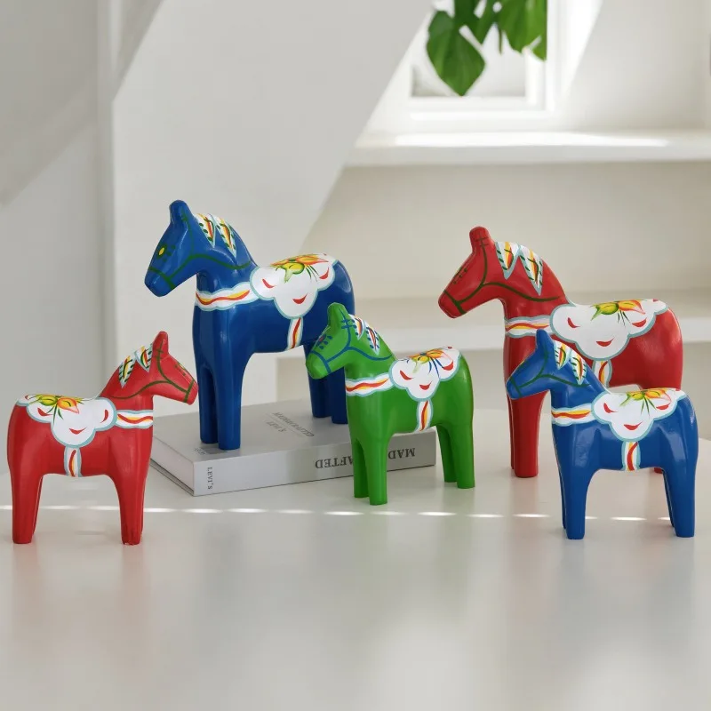 Wooden Dalecarlian Horse Decorations, Innovative Traditional Home Decor Series, Souvenirs, Swedish Dalecarlian Statues