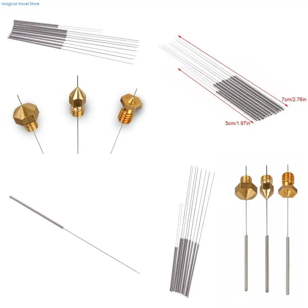 N2UB 10pcs الفولاذ المقاوم للصدأ الفولاذ المعدني تنظيف مجموعة بتات البت الإبرة لطابعة ثلاثية الأبعاد #1