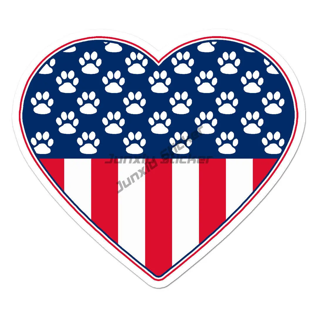 USA Flag Dog Paw Prints Vinyl Decal Sticker Bumper Camper Yacht Voiture Course Occlusion Scratch Exterior Decor