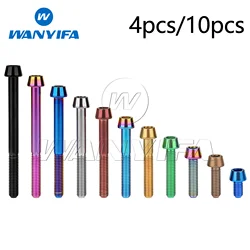 Wanyifa Titanium Bolts M6x10 15 16 18 20 25 30 35 40 45 50 55 60 65mm Tapered Head for Bicycle  Brake Hexagon  Screws 4/10pcs