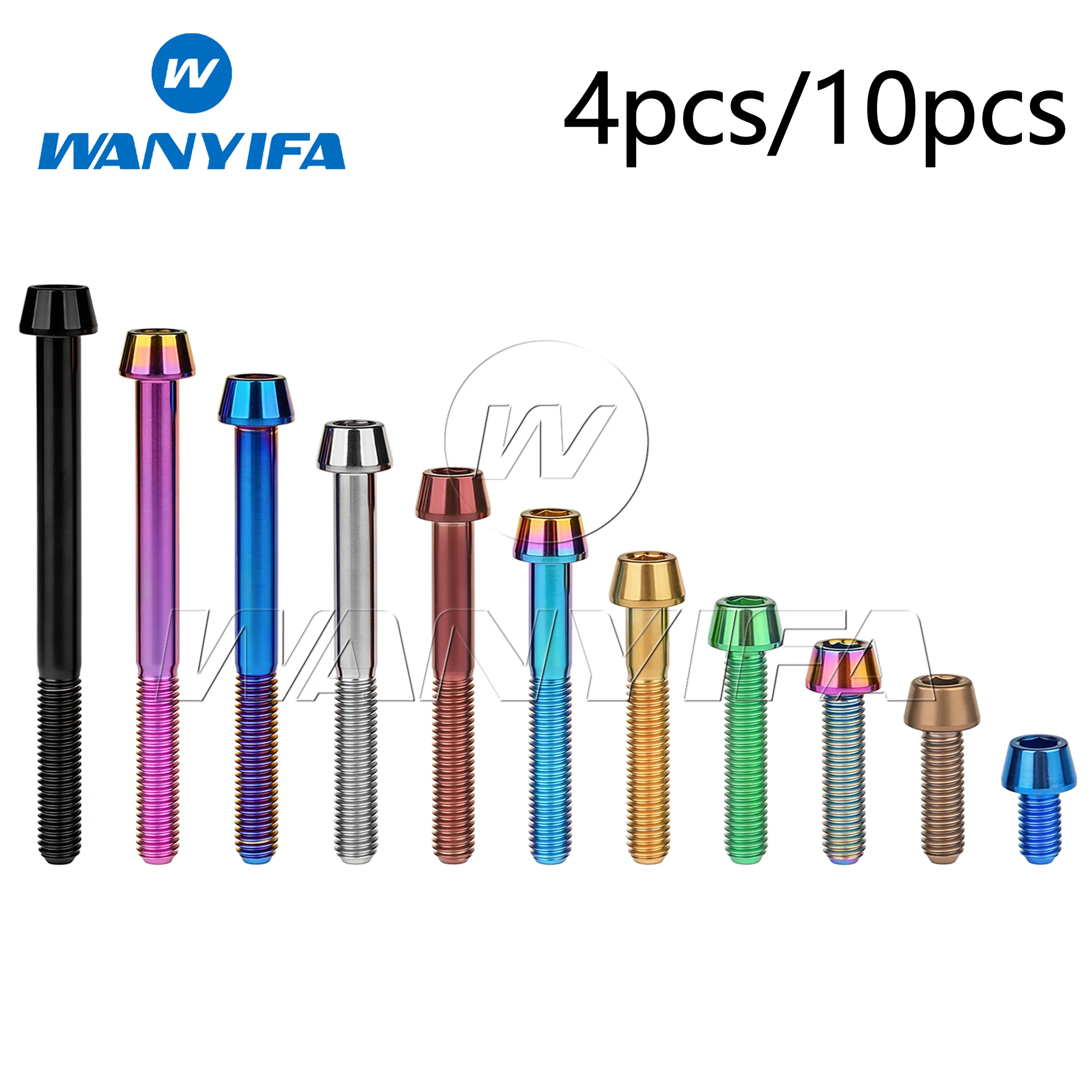 Wanyifa Titanium Bolts M6x10 15 16 18 20 25 30 35 40 45 50 55 60 65mm Tapered Head for Bicycle  Brake Hexagon  Screws 4/10pcs