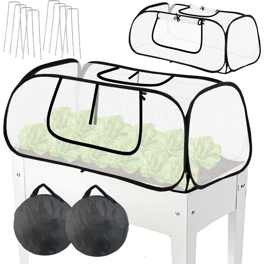 452216 Fundas para plantas para protección contra congelación con dos orificios de aire y diseño de malla transpirable Ideal para camas elevadas Mini invernadero U