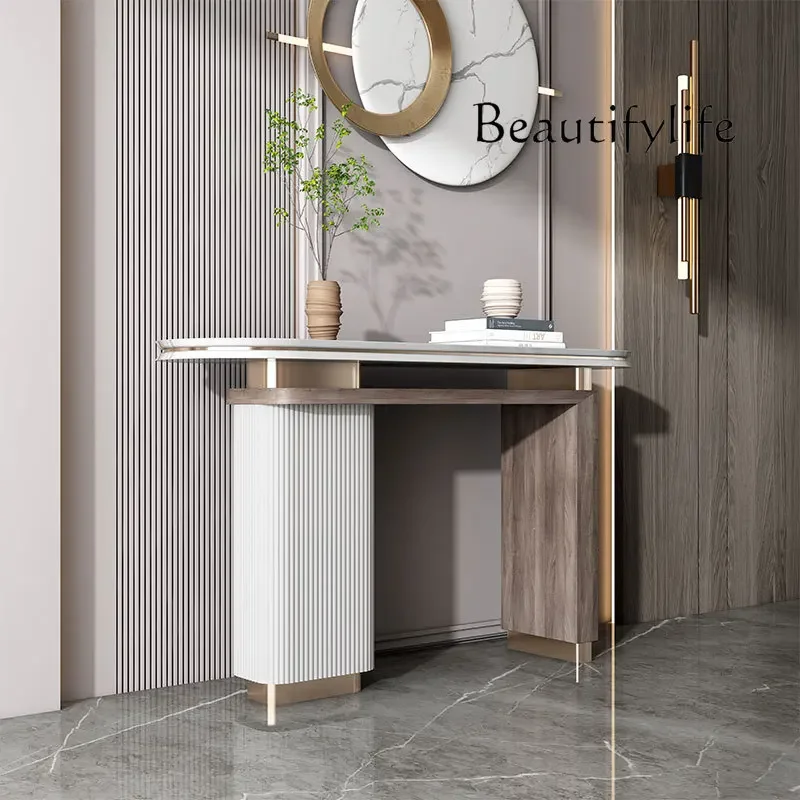

yj21 Italian minimalist rock slab entrance table Modern simple marble entrance entrance table Light luxury style