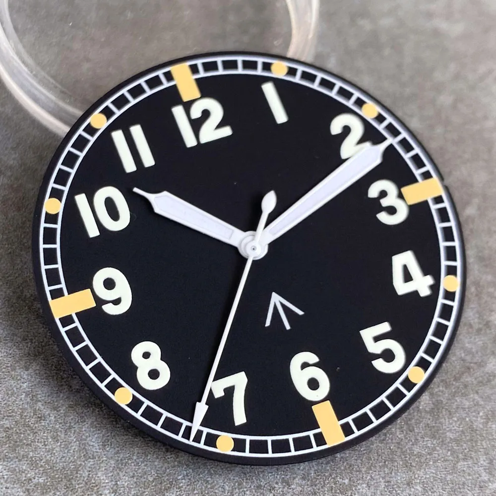 

33.5mm Black Pilot Dial NH35 Watch Dial for NH36 Miyota8215 ETA2824 PT5000 for NH35A Automatic Watch MOD Accessories Luminous