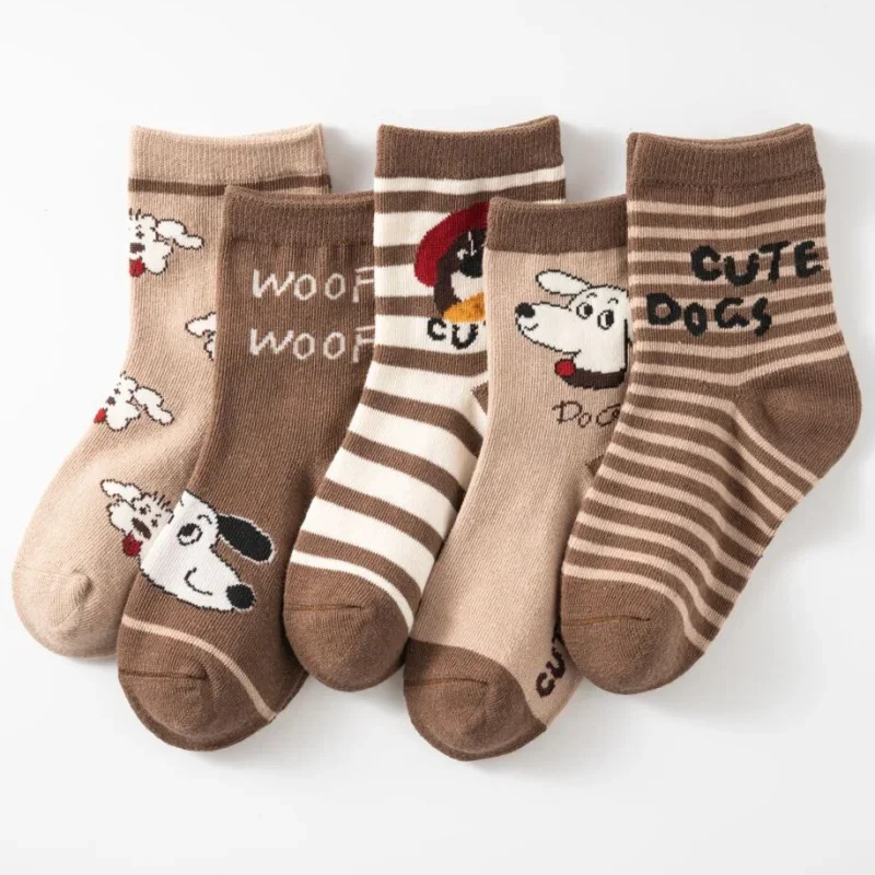 5 أزواج من الجوارب الأطفال الربيع والخريف اسطوانة بلون الفتيان والفتيات الأطفال الكبار لطيف صبي طفل الجوارب 1-12 سنة
