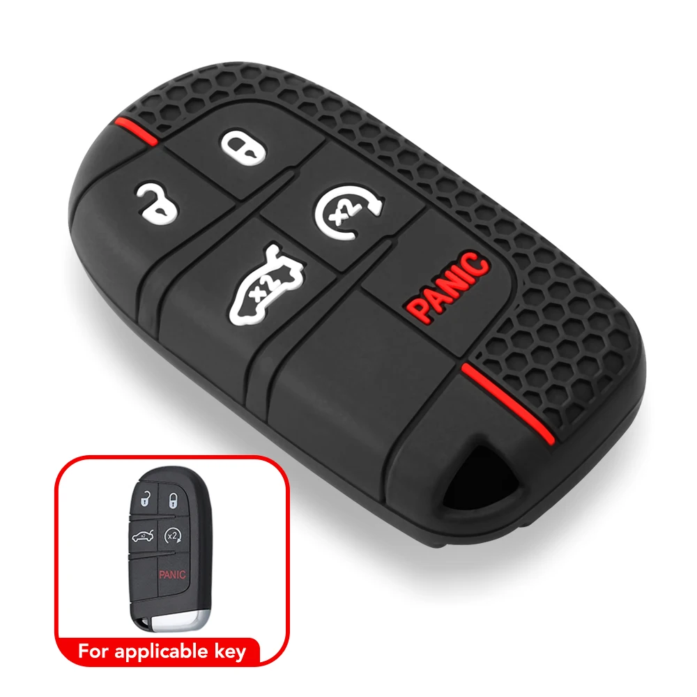 Silicone Car Key Cover Case Protect For Jeep Grand Cherokee Compass Dodge Charger Chrysler 200 300 300C Key Chain Auto Parts