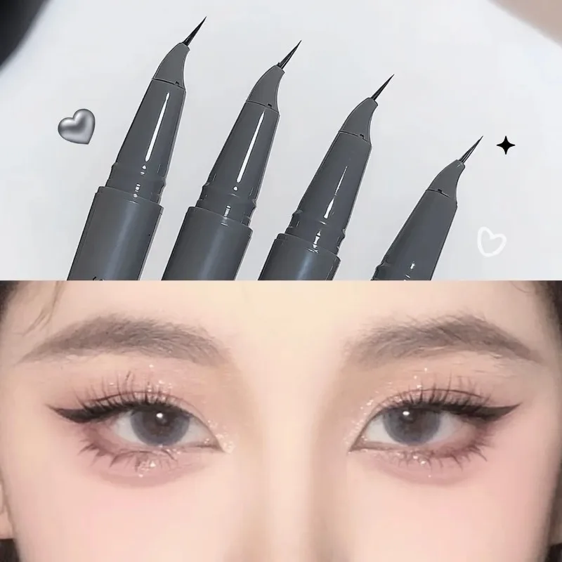 Gebogener Eyeliner-Stift, ultrafein, schnell trocknend, flüssiger Eyeliner, einfach aufzutragen, Lying-Silkworm-Stift, Schwarzbraun, für die unteren Wimpern, Augen-Make-up – Detail 5