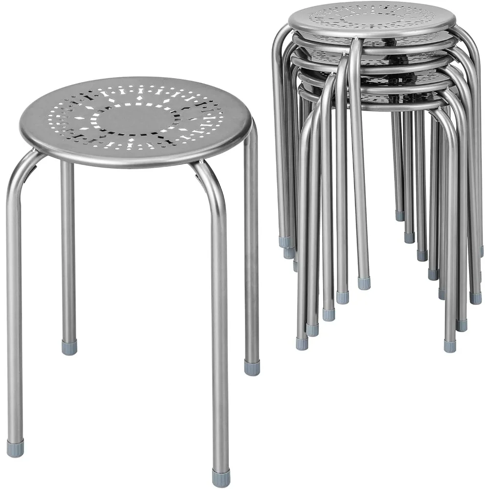 

Stackable Stools Set of 6, No Assembly 17.5" Height Stacking School Chairs for Kids Adults, Portable Metal Nesting Stool