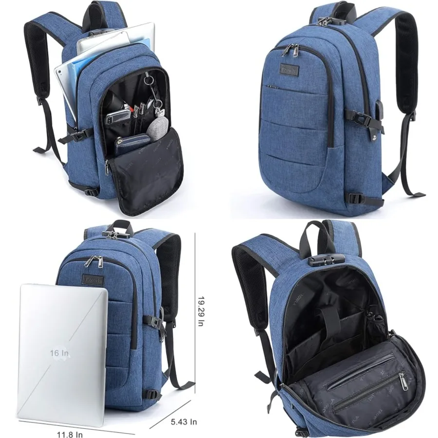 

Travel Laptop Backpack Water Resistant Anti-Theft Bag with Giant Tumbler Holder Pocket and Lock 15.6 Inch Computer Business Bac