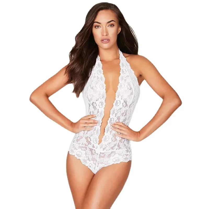 Lace Lace See-through Onesie Sexy, Open Breasts V Sexy Costume Bodysuit Women Fishnet Bodysuit Lingerie Sexy Lingerie