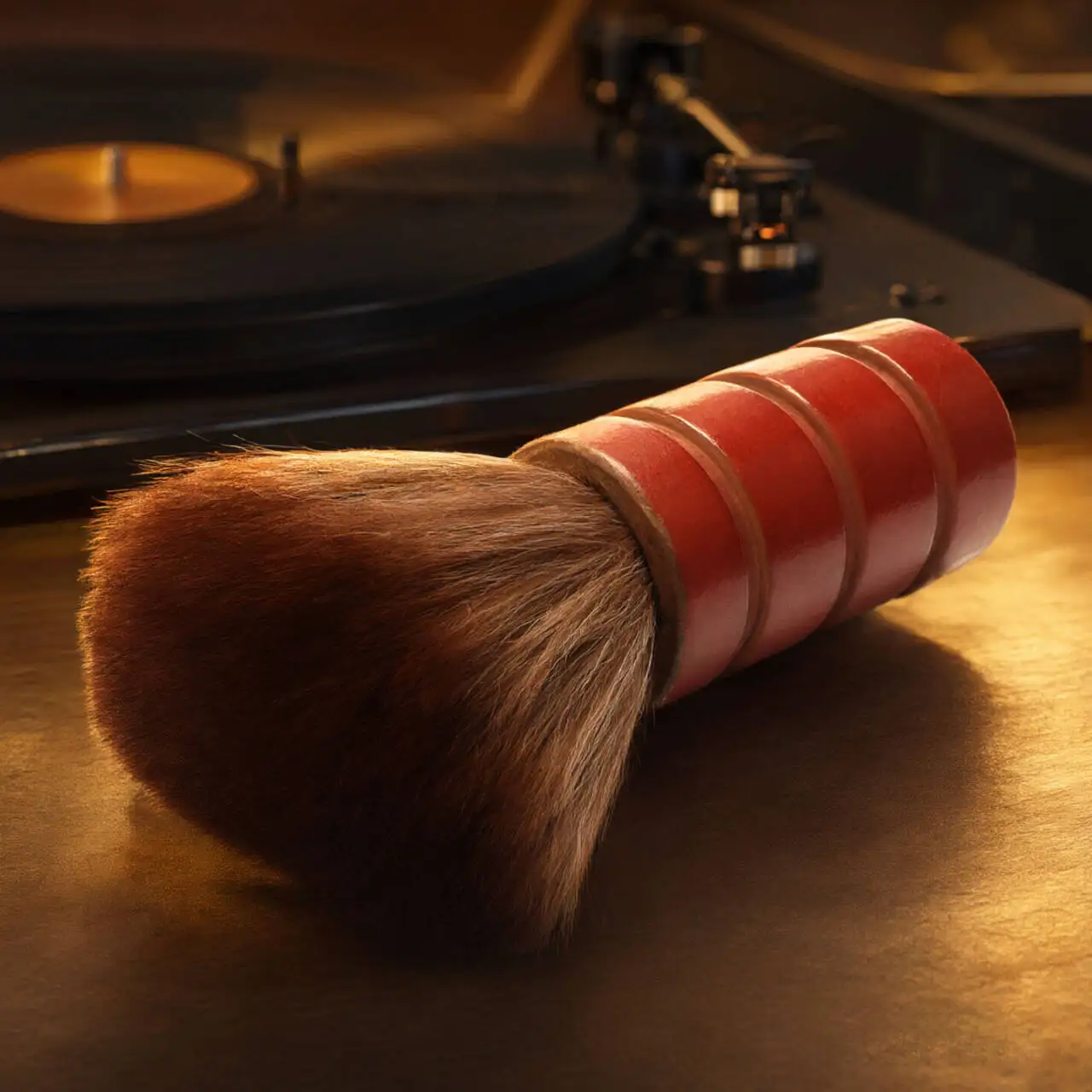 S002 S004 Anti Static LP Vinyl Record Cleaning Brush Wooden Handle Stylus Dust Remover Pad 15cm
