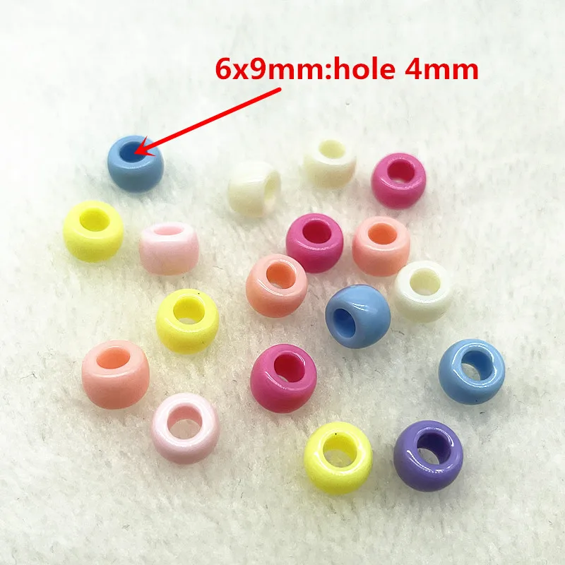 NEW 50pcs/lot 6X9mm Big Hole Acrylic Beads Spacer Loose Beads for Jewelry Making DIY Handmade Bracelet Accessories