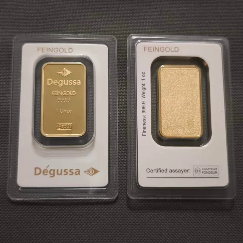 Degussa Gold Plated Bar Non-Magnetic 1oz/20g/50g/100g Replica Gold Bars Copper Crafts Germany Gold Bar